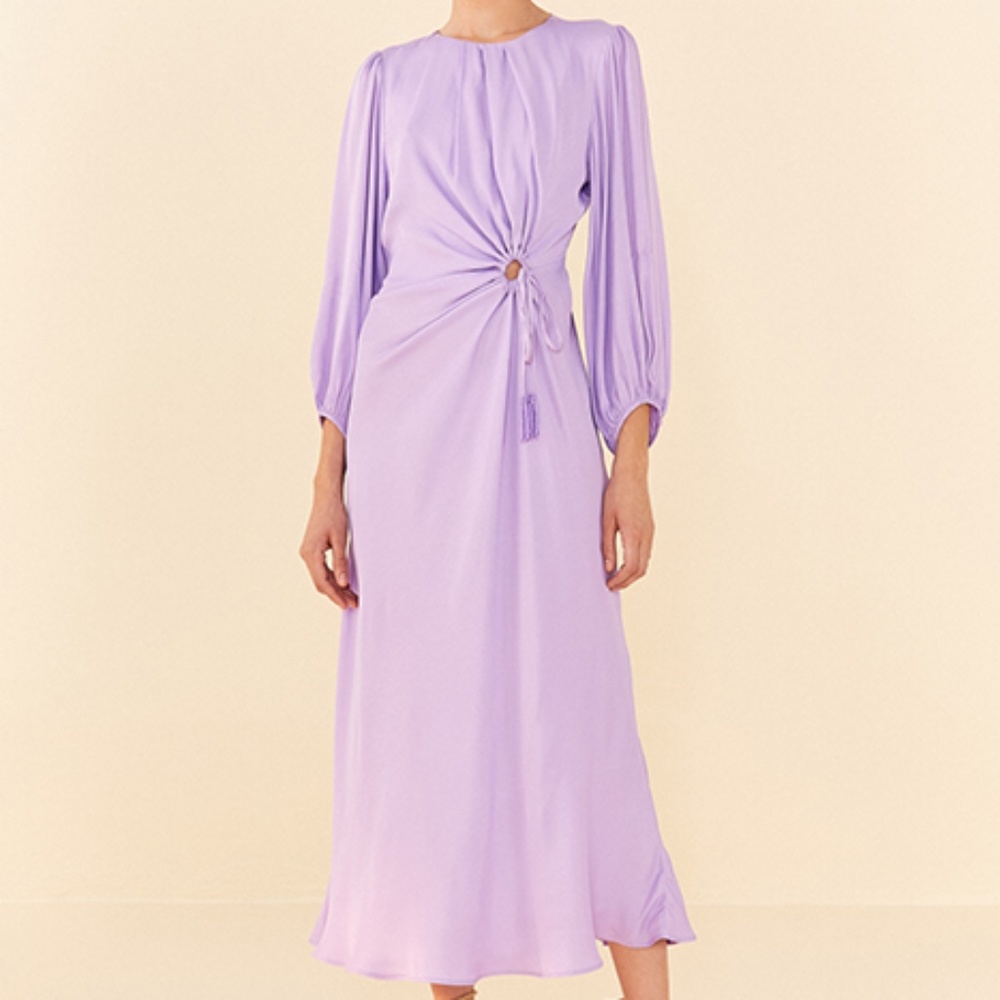 Farm Rio Lilac Piping Midi Dress